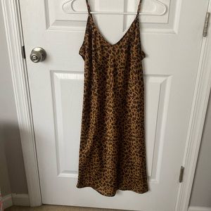 Leopard Satin Midi Dress